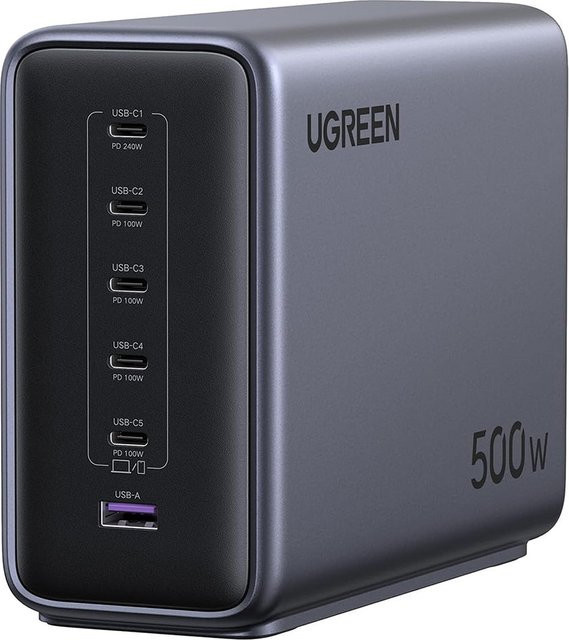 UGREEN Nexode X759 Ladestation, 500W, 5A, 1 x USB-A und 5 x USB-C, Grau - Bild 1