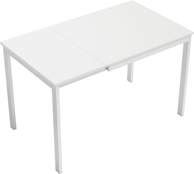 HOMCOM Esstisch ausziehbar in Weiß mit Melaminoberfläche und Stahlbeinen, rechteckiger Küchentisch für 4-6 Personen, B/T: 80 x 70 cm bis 120 x 70 cm - Bild 1
