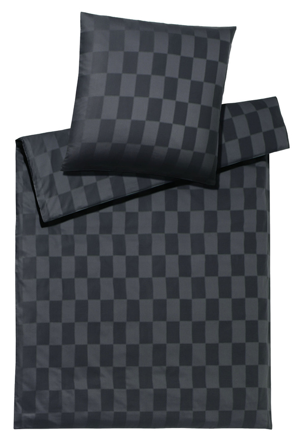 Courage 2244 Jacquard Kissenbezug aus Baumwolle in Schwarz und Grau, B/T/H: 80 x 80 cm - Bild 1