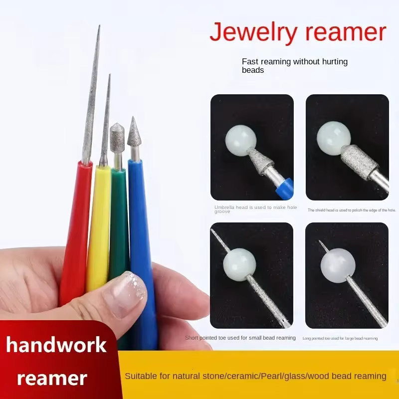 4er-Set manuelle Reibnadeln und Bohrer aus Metall für Perlen, Jade und Bienenwachs in Multicolor - Bild 3