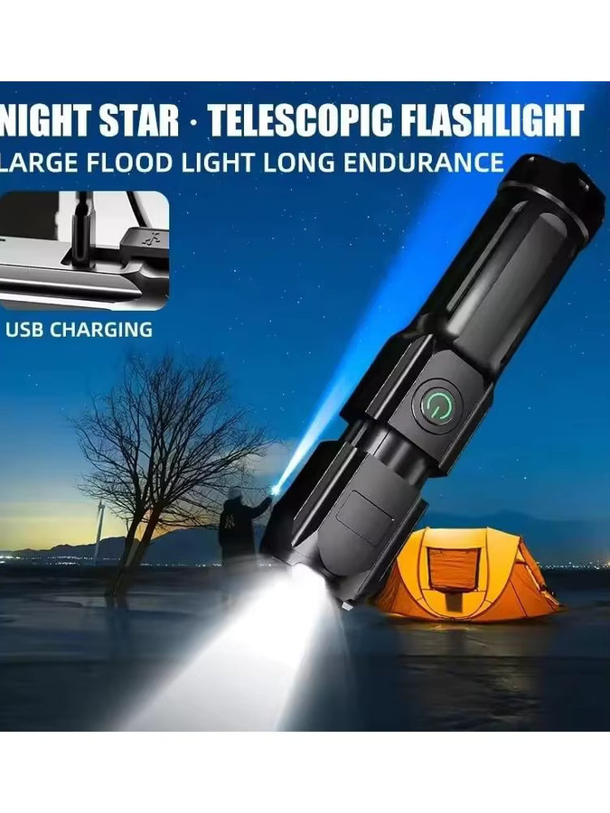 Wiederaufladbare LED-Taschenlampe von Mrgabwte in Schwarz mit großer Reichweite und wasserdichtem Design für Camping und Outdoor - Bild 7