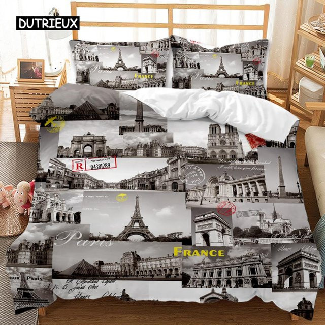 Binchi Outdoor Product Bettwäsche-Set Architektur-Design aus Mikrofaser, Grau, B/H: 135 x 200 cm - Bild 1