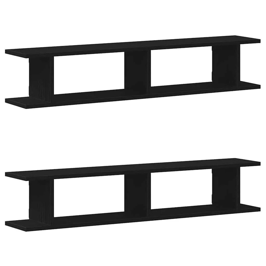 vidaXL Wandregale 2er Set in Schwarz und Eichen-Optik, B/H/T: 105 x 18 x 20 cm - Bild 2