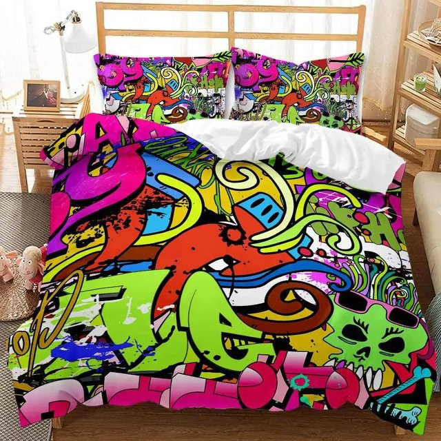 Bettwäsche-Set Urbanes Graffiti von JMG Household Supplies in Multicolour, Material Mikrofaser Polyester, B/H: 200 x 230 cm - Bild 1