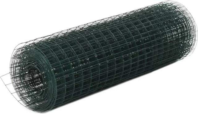 vidaXL Maschendrahtzaun aus Stahl mit PVC-Beschichtung, Grün, B: 25 m, H: 0,5 m - Bild 1