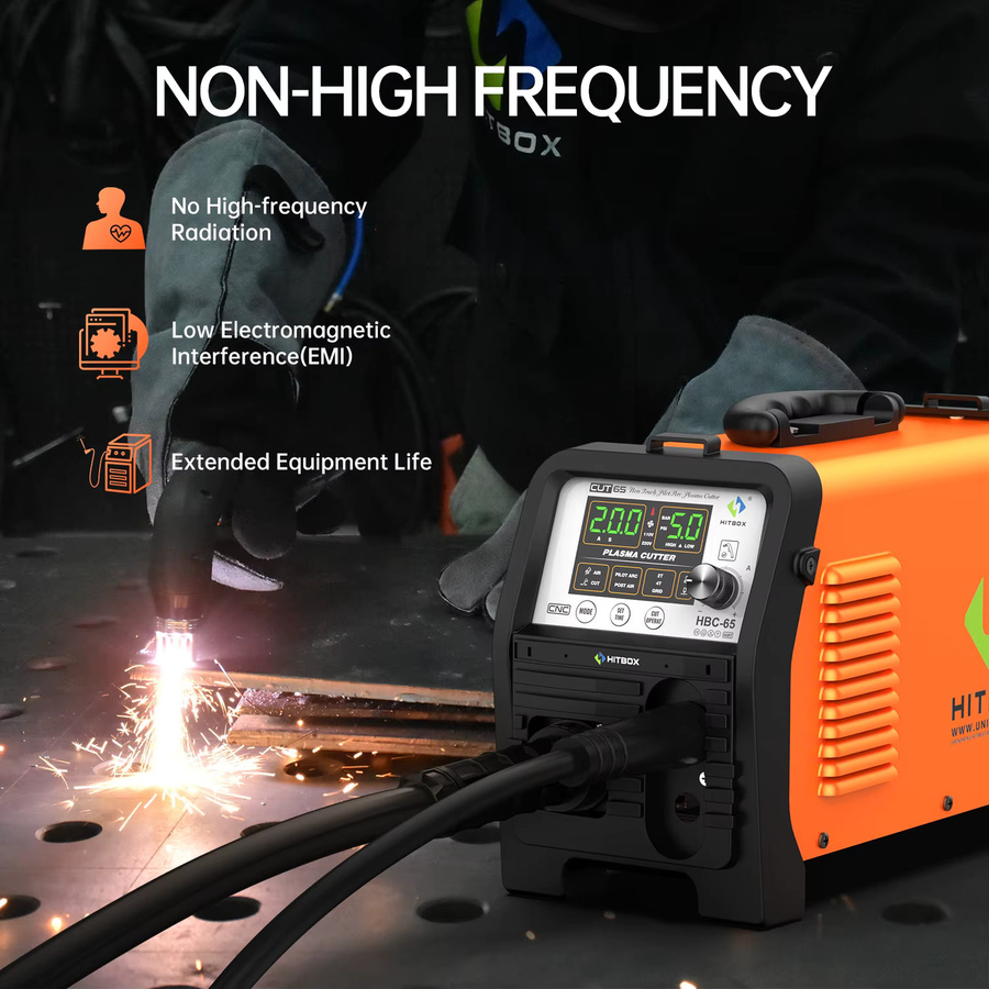 HITBOX Plasmaschneider HBC65 mit Nicht-HF Pilot ARC LED Digitalanzeige für Edelstahl, 65 A, Schnittkapazität 1-25 mm, NonTouch 2T/4T Technologie - Bild 3