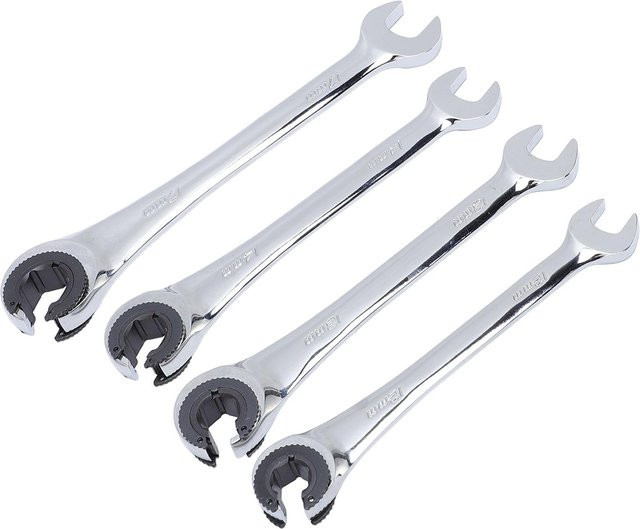4-teiliges Painter Ratschenschlüssel-Set metrisch in Silber, offenes Ende mit flexiblem Kopf für Kraftstoff-, Brems- und Klimaleitungen, Größen 10 mm und 17 mm - Bild 1