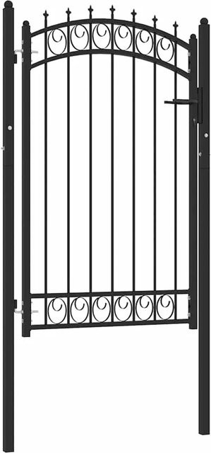 vidaXL Zauntor aus Stahl mit Spitzen in Schwarz, B: 100 cm, H: 150 cm - Bild 1