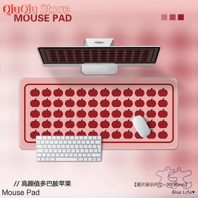 Potdemiel Mauspad mit Apfel-Muster in Rot, übergroße und verschleißfeste Schutzmatte für Büro und Zuhause - Bild 1