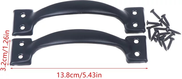 JETTING Möbelgriffe aus Eisen und Zink in Schwarz Matt, 2 Stück mit 8 Schrauben für Tür, Tor, Fenster und Schiebetüren - Bild 1
