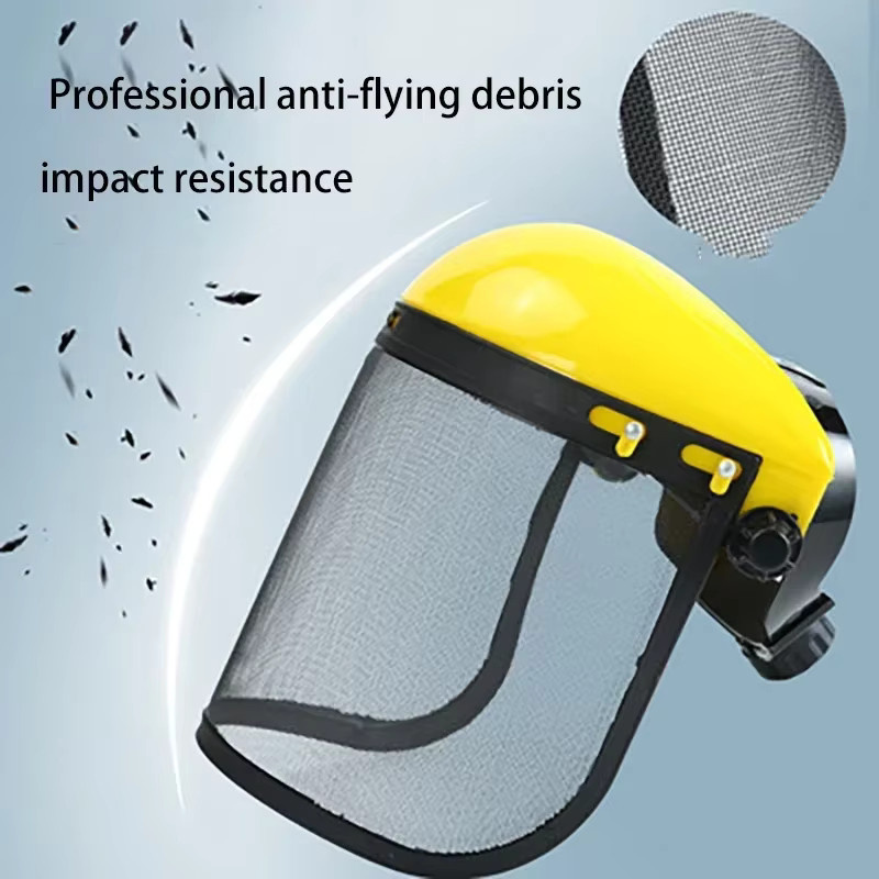 Schutzhelm mit Vollgesichts-Mesh-Visier in Gelb für Garten-Rasentrimmer und Forstwirtschaft - Bild 2