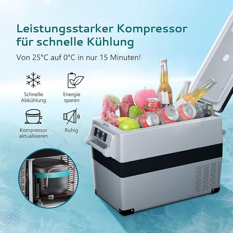 EUHOMY Kompressor Auto Kühlbox mit App-Steuerung, Tragbarer Camping Kühlschrank für Auto und LKW, 46,2 l, 12V/24V/230V, Kühlleistung bis -20°C - Bild 3