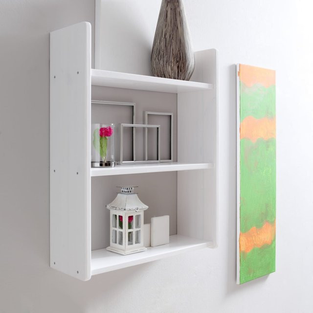 TiCAA Wandregal aus Kiefer Holz in Weiß, minimalistisches Hängeregal für Wohnzimmer und Kinderzimmer - Bild 1