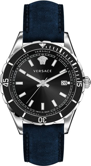 Versace Herrenuhr, Quarz, Edelstahl, 42 mm, Leder, Schwarz, 5 ATM - Bild 1