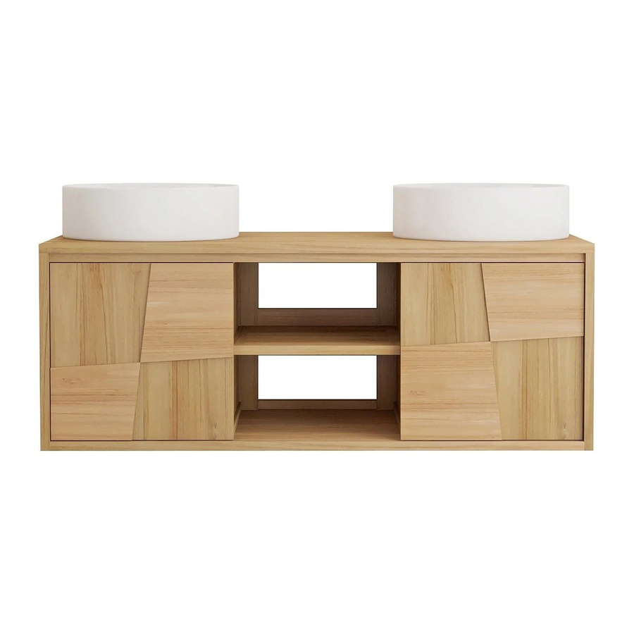 Vente-unique Doppelwaschtisch Sumbawa aus Teakholz in Beige, B/T/H: 120 x 50 x 45 cm - Bild 2