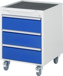 Rau Roll-Container mit 3 Schubladen aus Stahlblech mit Rollen und Schloss - Bild 1