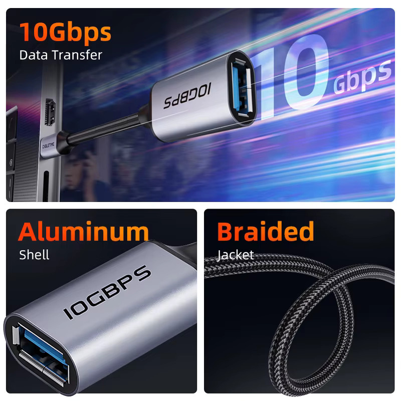 CABLETIME USB-C 3.2 auf USB-A Adapter mit 10Gbps OTG Funktion für MacBook Pro, Smartphone und PC - Bild 2