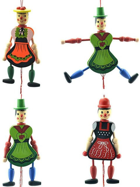 TOMTOP JMS Ziehtier Marionette Puppe Holzspielzeug 4-teiliges Set - Bild 1