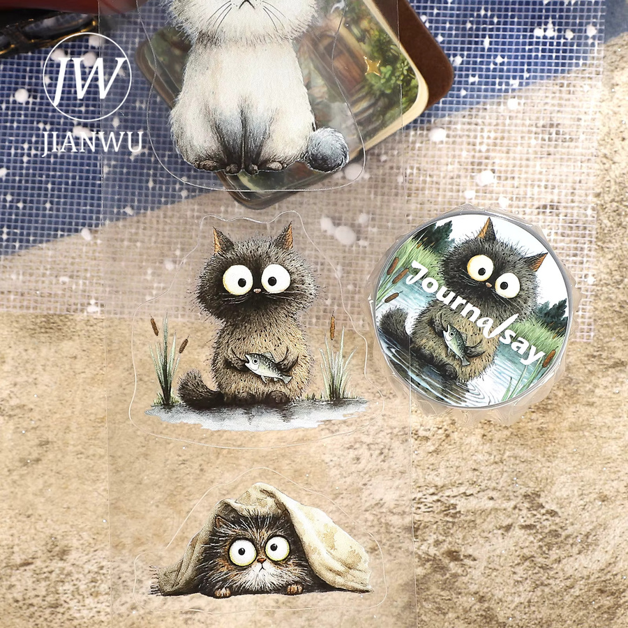 JIANWU Washi Tape Vintage mit Katzen- und Landschaftsmotiven, Multicolor, Breite: 6 cm, Länge: 200 cm - Bild 2