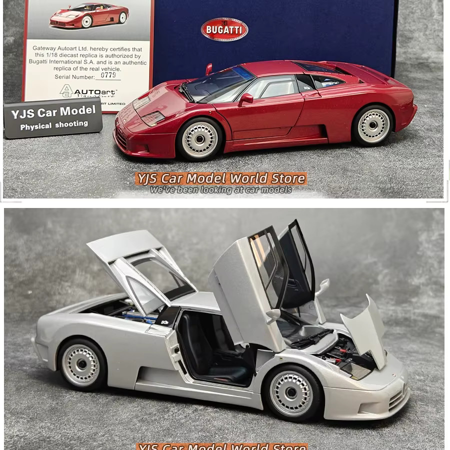 Autoart Bugatti EB110 GT, Druckgussmodell, 1:18, Metall, Grau, Rot - Bild 2