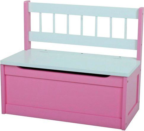 DEKO PLEASURE Truhenbank aus Holz in Rosa und Weiß mit Stauraum für Kissen, B/H/T: 60 x 50 x 30 cm - Bild 1