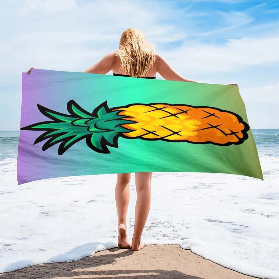 Mikrofaser Strandtuch mit Ananas-Design, schnelltrocknend und weich, B: 30 cm, H: 60 cm - Bild 2