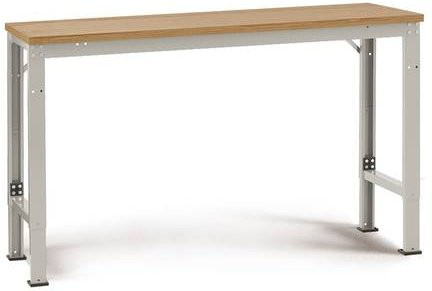 Manuflex UNIVERSAL Spezial Arbeitstisch mit höhenverstellbarem Gestell aus Stahl, Multiplex Buche natur, Lichtgrau, B/T: 150 x 80 cm - Bild 1