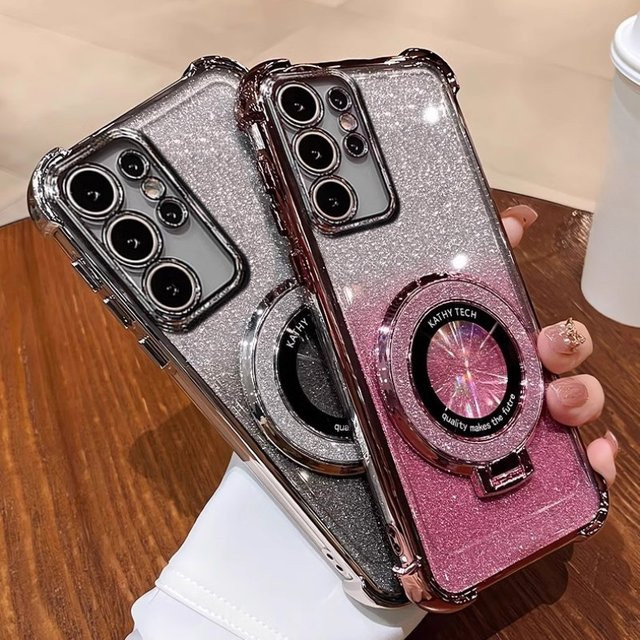 Stoßfeste Silikonhülle mit Glitzer-Effekt für Samsung Galaxy Modelle in Silber - Bild 1