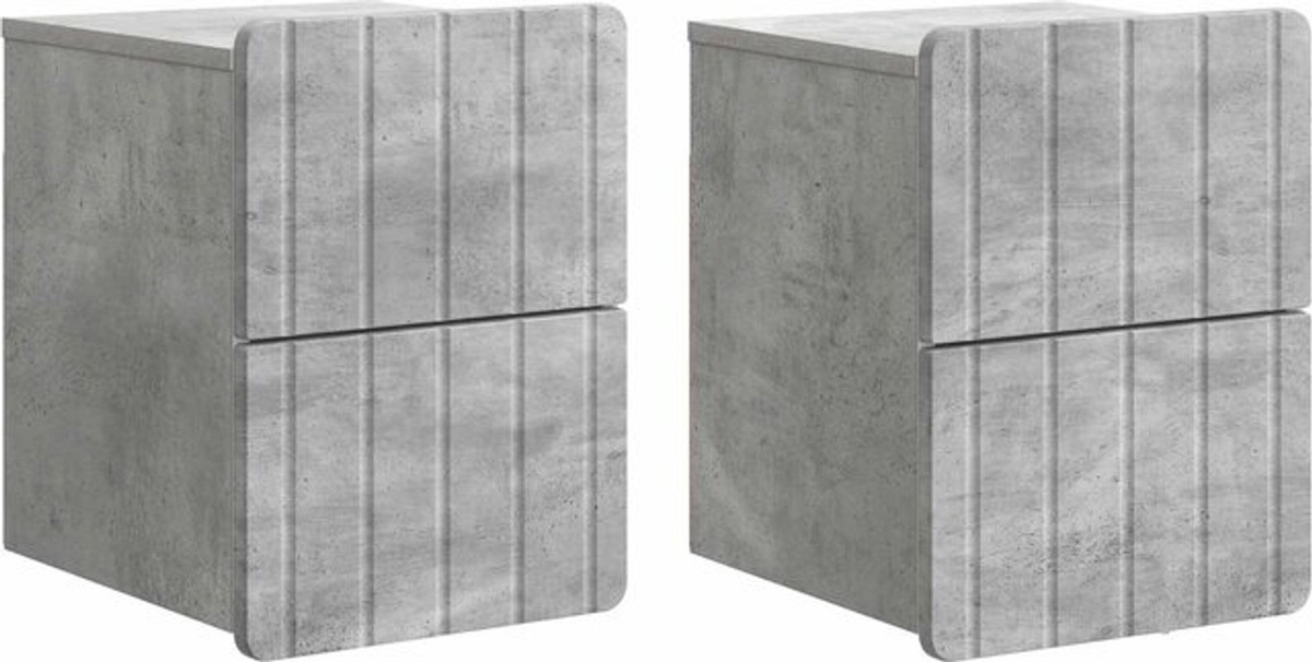 vidaXL Wandmontierter Nachttisch 2er Set im Industrial Design, Grau, B/T/H: 33 x 34,5 x 43 cm - Bild 1