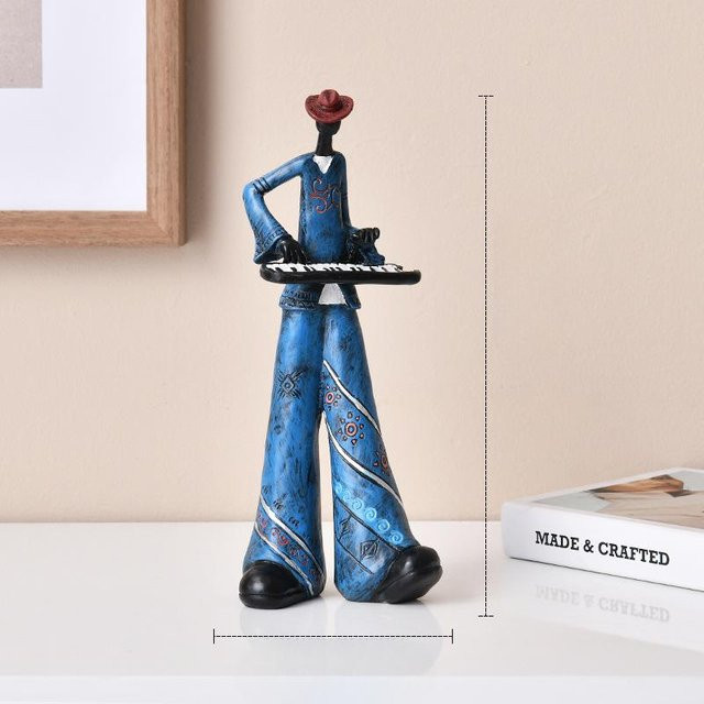 Yiran Furniture Retro Musikfiguren als abstrakte Kunstornamente in Blau für dein Wohnzimmer oder Regal - Bild 1