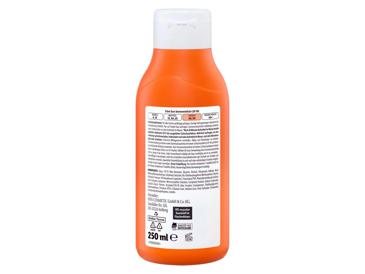 Cien Sun Sonnenmilch Lotion, LSF 50, 250 ml, Unisex - Bild 2