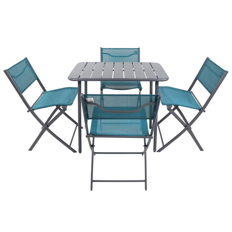 VCM 5-teilige Gartensitzgruppe Sumila in Türkis aus Metall und Textilene für Balkon und Terrasse, B/H/L: 80 x 72 x 55 cm - Bild 3