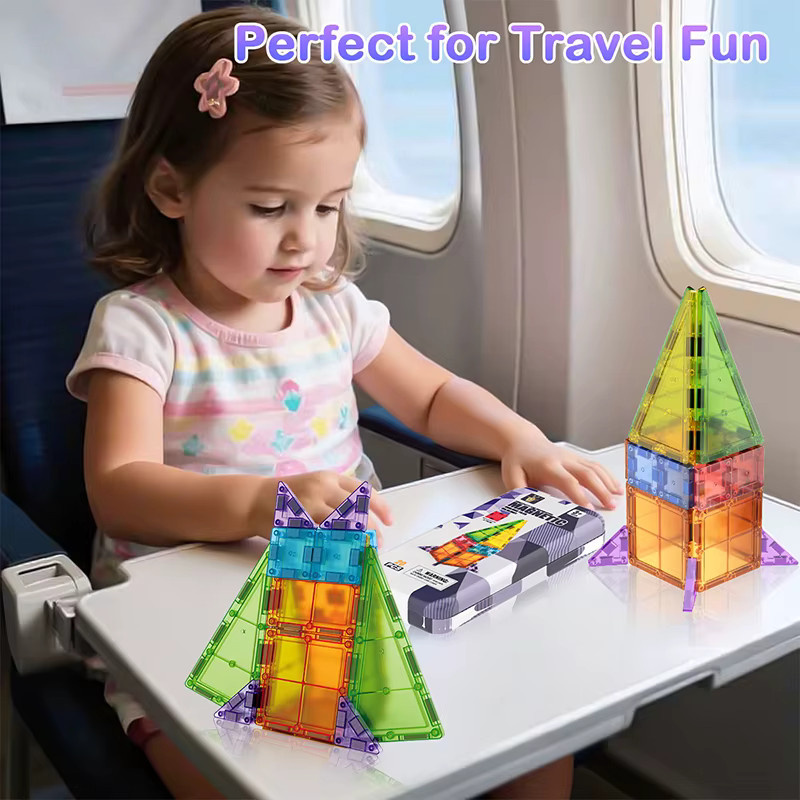 Brozebra Magnetische Mini Fliesen Reise Spielzeug Set für Kinder, Buntes STEM Pädagogisches Lernspielzeug aus Metall und Kunststoff, Breite: 3,75 cm, Tiefe: 3,75 cm, Höhe: 3,75 cm - Bild 2
