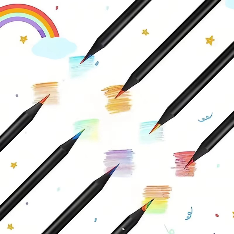 10er Set kissbuty Regenbogen Bleistifte aus Holz mit 7 Farben und Graphit in Multicolour - Bild 5