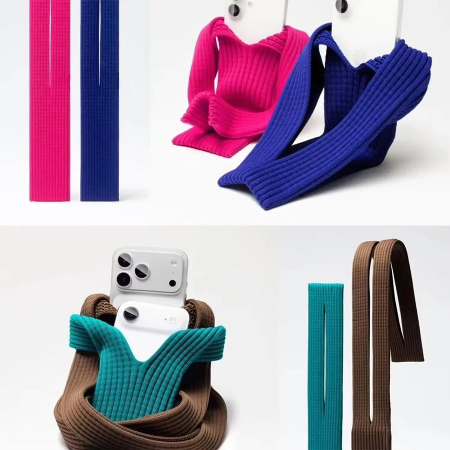 Modische gestrickte Umhängetasche als Premium-Handytasche für iPhone 17 Pro und iPhone 17 AIR - Bild 4