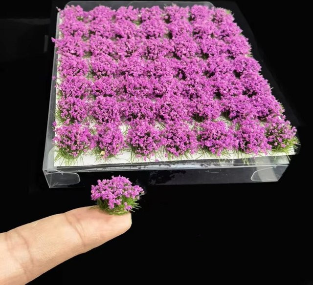Dumocison DIY Bau statische Blumenbüschel, Eisenbahn Zug Blumen Gras Modell Sandtisch, Lila, ab 3 Jahren - Bild 1