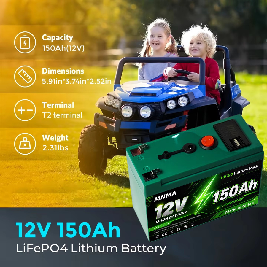 MNMA 12V 150Ah LiFePO4 Batterie mit integriertem BMS in Grün für Solar, Wohnmobil und Boot - Bild 4