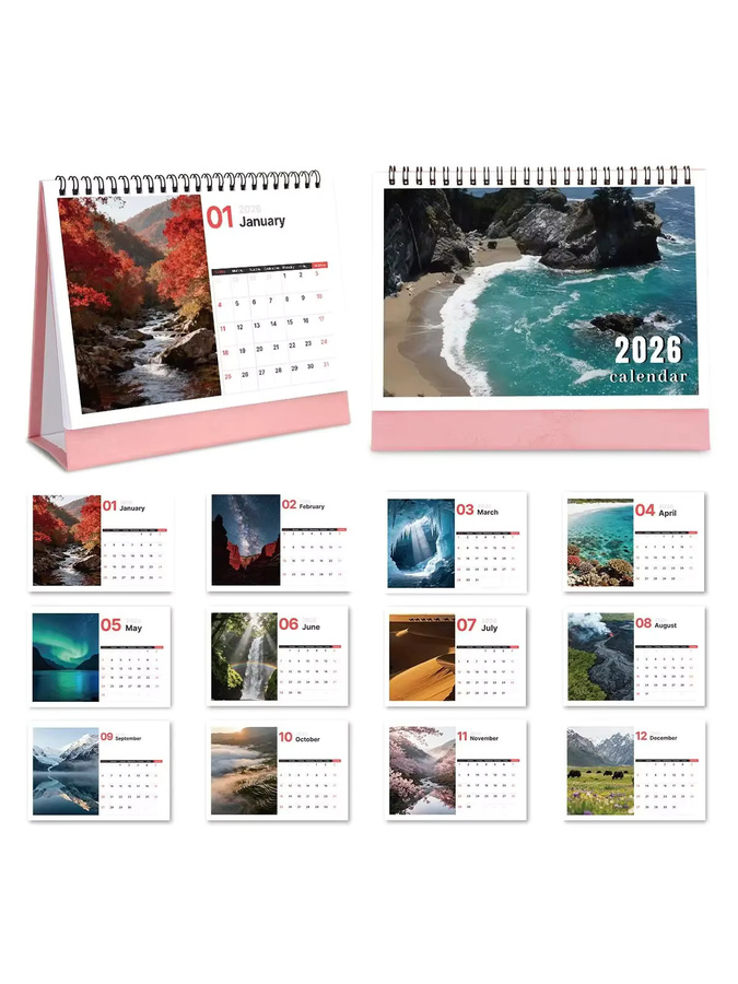 Tischkalender 2026 mit Naturlandschaften, monatlich, mehrfarbig - Bild 7