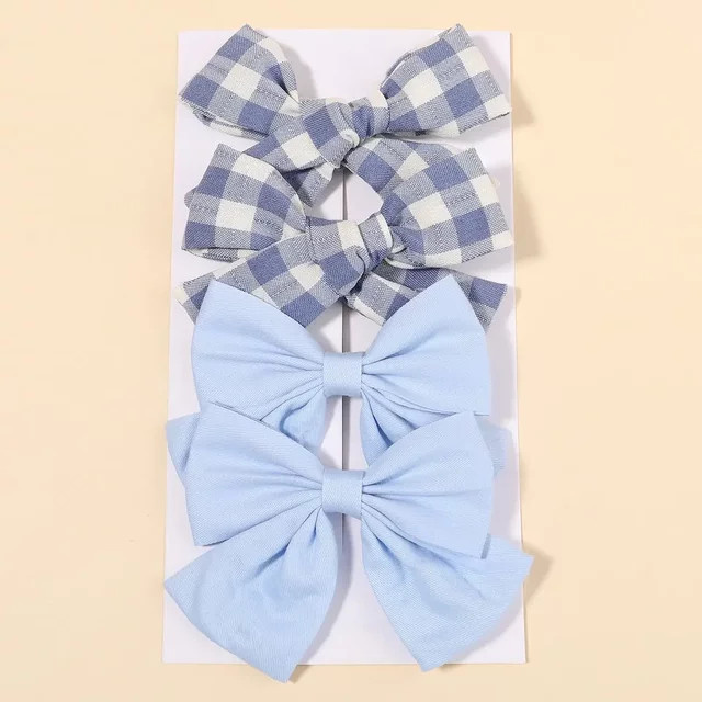 BABY BOWS Haarspangen, 4-teiliges Set, Kariert, Schleife, Blau, Kinder - Bild 1