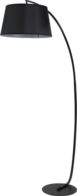 HOMCOM Bogenlampe Stehlampe Arc aus Metall mit Leinenlampenschirm in Schwarz - Bild 1