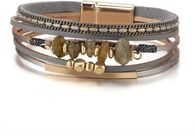 forbest Wickelarmband, Türkis, Perlen, Lederband, Damen - Bild 1