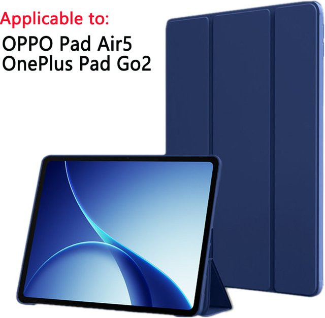 Magnetische Trifold Schutzhülle für OnePlus Pad Go 2 und OPPO Pad Air5 12,1 Zoll, PU und TPU Case, Blau - Bild 1
