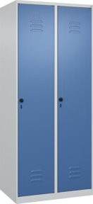 C+P Spind Classic PLUS Garderobenschrank mit 2 Abteilen, Stahlkonstruktion, Sicherheits-Drehriegel und 4 Garderobenhaken, Farbe: Grau/Blau, H x B x T: 185 x 80 x 50 cm - Bild 1