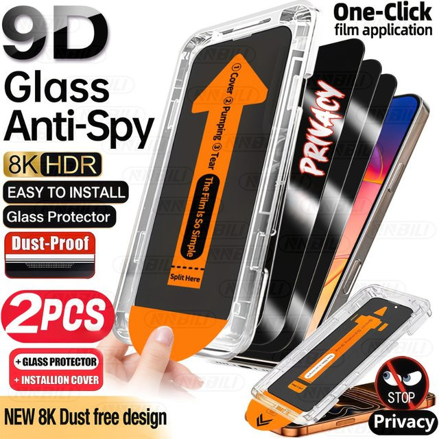 NNBILI 2er-Pack Sichtschutz aus gehärtetem Glas für iPhone 17 Pro Max und iPhone 17e, transparent, inklusive Installationskit und Auto-Ausrichtungs-Kit - Bild 1