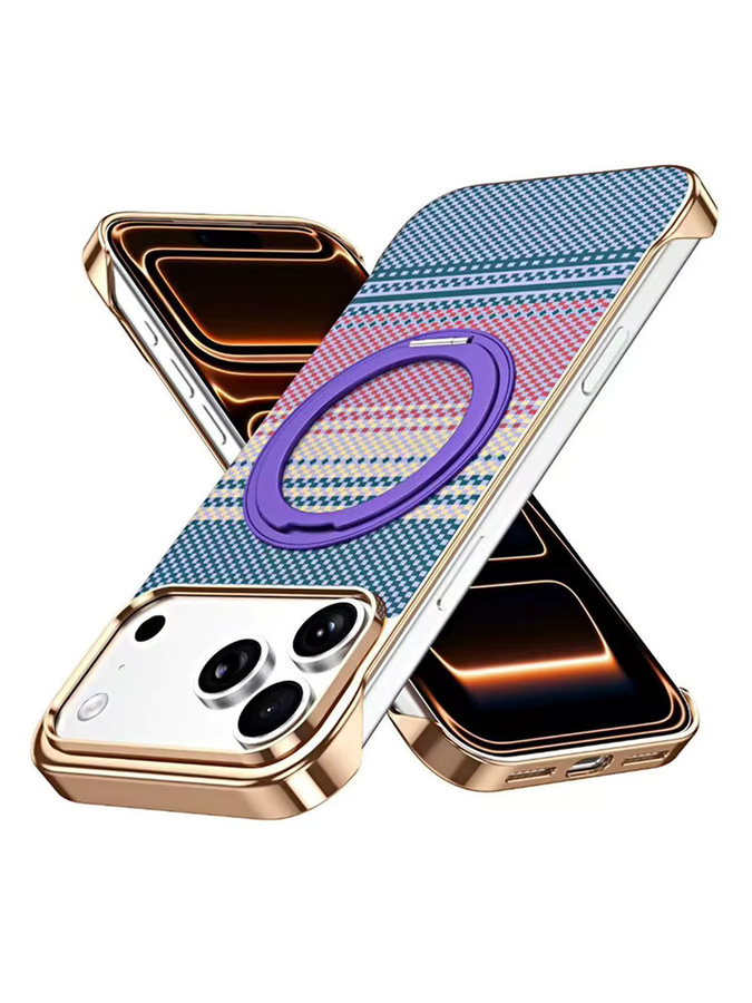 Apple MagSafe Handyhülle mit magnetischer Drehhalterung und geflochtenem 360-Grad-Zopfdesign für iPhone 13 bis iPhone 17 Pro Max in Silver und Multicolour - Bild 4