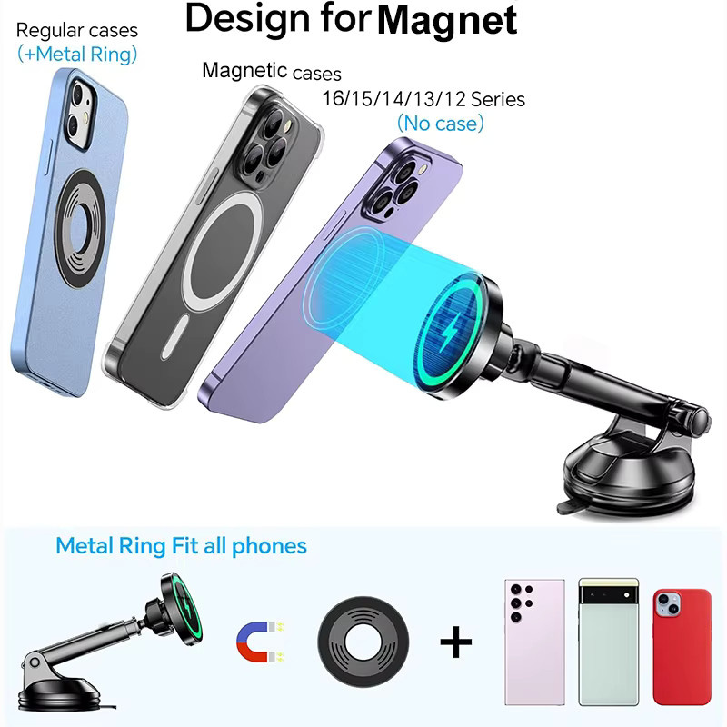 UYUXIO Magnetische Kabellose Auto-Ladegerät Armaturenbrett-Halterung in Schwarz - Bild 5