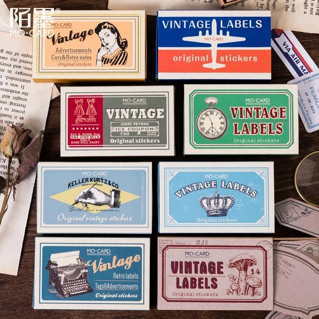 60er Set Vintage DIY Tagebuch Aufkleber beschreibbare Label für Scrapbooking und Album Dekoration in Multicolour - Bild 1