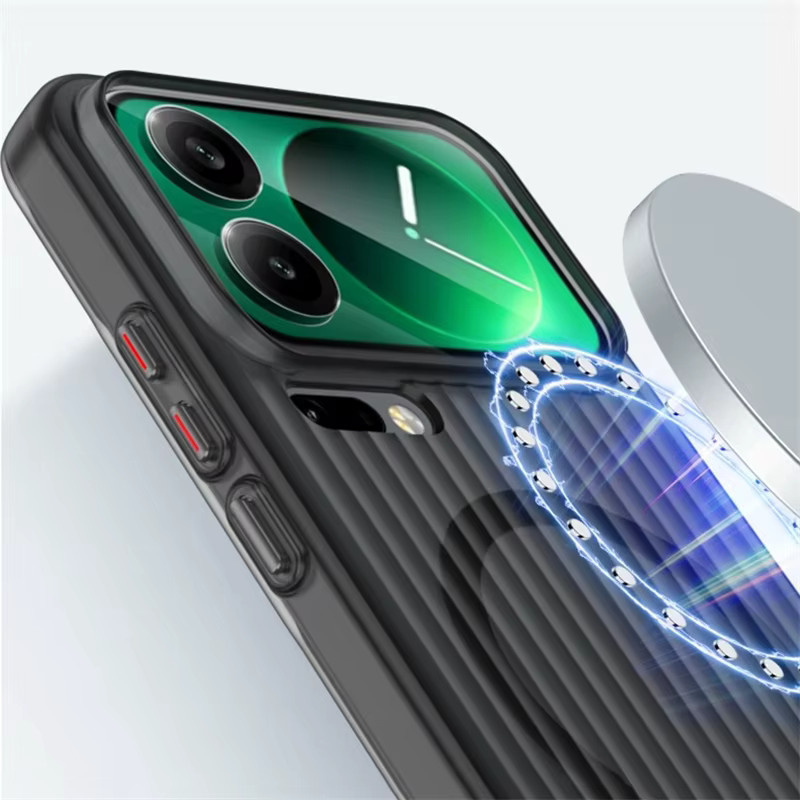Transparente MagSafe Handyhülle mit mattem Gepäckstreifen-Design für Xiaomi 17 Pro Max und Xiaomi 17 Pro 5G, stoßfeste Schutzhülle in Weiß - Bild 3