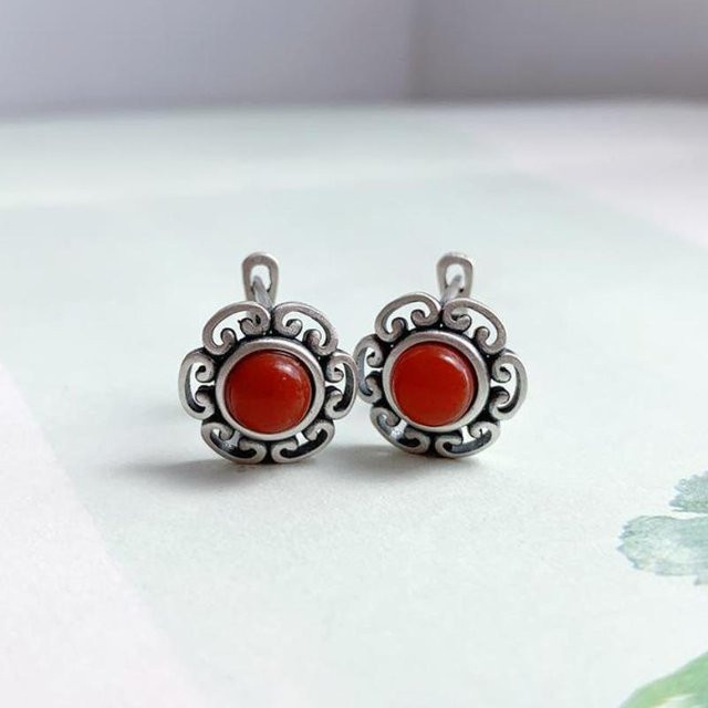 YIRAN Jewelry Ohrstecker, Roter Turmalin, Blume, Damen - Bild 1