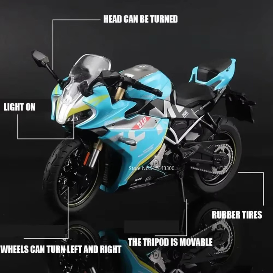 MAKEDA CFMOTO Spring Breeze 450SR 250SR Modellmotorrad 1:12 Diecast Legierung in Schwarz mit Sound und Licht - Bild 3